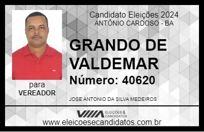 Candidato GRANDO DE VALDEMAR 2024 - ANTÔNIO CARDOSO - Eleições