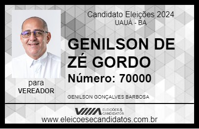 Candidato GENILSON DE ZÉ GORDO 2024 - UAUÁ - Eleições