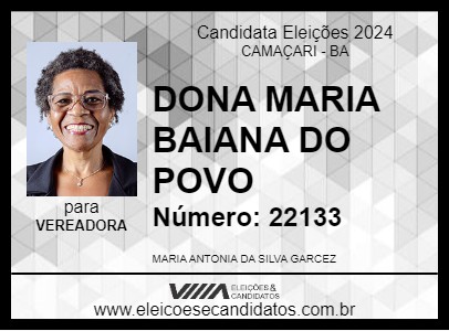 Candidato DONA MARIA BAIANA DO POVO 2024 - CAMAÇARI - Eleições