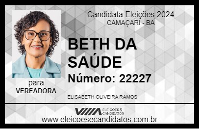 Candidato BETH DA SAÚDE 2024 - CAMAÇARI - Eleições