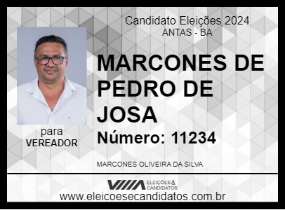 Candidato MARCONES DE PEDRO DE JOSA 2024 - ANTAS - Eleições