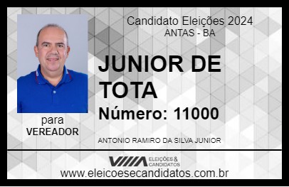 Candidato JUNIOR DE TOTA 2024 - ANTAS - Eleições