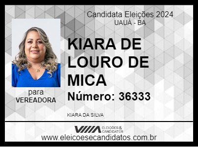 Candidato KIARA DE LOURO DE MICA 2024 - UAUÁ - Eleições