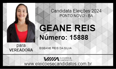 Candidato GEANE REIS 2024 - PONTO NOVO - Eleições