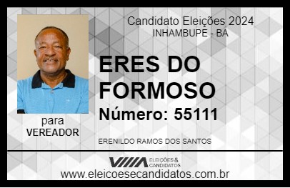 Candidato ERES DO FORMOSO 2024 - INHAMBUPE - Eleições