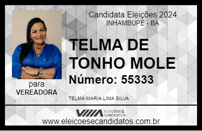 Candidato TELMA DE TONHO MOLE 2024 - INHAMBUPE - Eleições