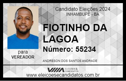 Candidato FIOTINHO DA LAGOA 2024 - INHAMBUPE - Eleições