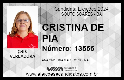 Candidato CRISTINA DE PIA 2024 - SOUTO SOARES - Eleições