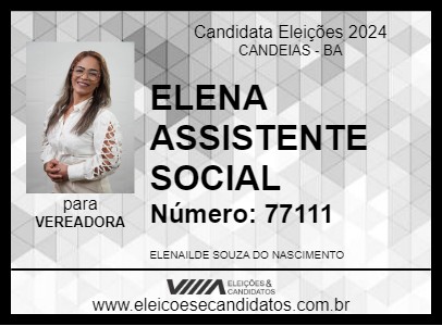 Candidato ELENA ASSISTENTE SOCIAL 2024 - CANDEIAS - Eleições