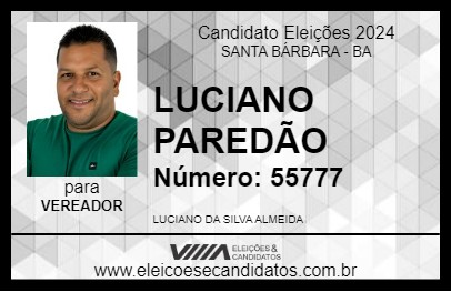 Candidato LUCIANO PAREDÃO 2024 - SANTA BÁRBARA - Eleições