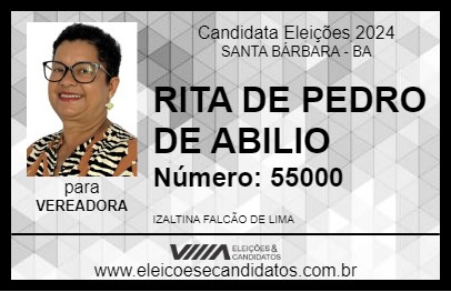 Candidato RITA DE PEDRO DE ABILIO 2024 - SANTA BÁRBARA - Eleições