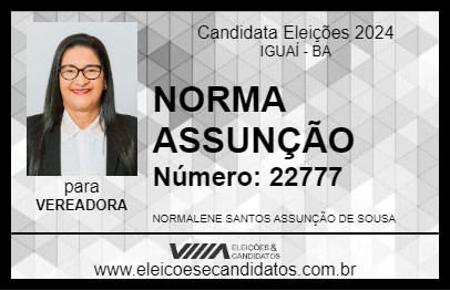 Candidato NORMA ASSUNÇÃO 2024 - IGUAÍ - Eleições