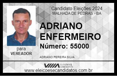 Candidato ADRIANO ENFERMEIRO 2024 - MALHADA DE PEDRAS - Eleições