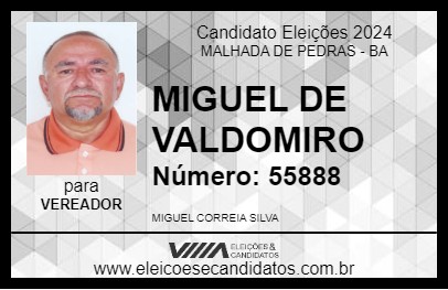 Candidato MIGUEL DE VALDOMIRO 2024 - MALHADA DE PEDRAS - Eleições