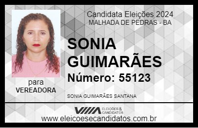 Candidato SONIA GUIMARÃES 2024 - MALHADA DE PEDRAS - Eleições