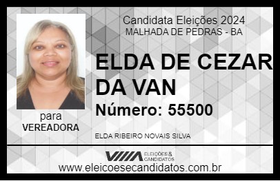 Candidato ELDA DE CEZAR DA VAN 2024 - MALHADA DE PEDRAS - Eleições