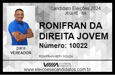 Candidato RONIFRAN DA DIREITA JOVEM 2024 - JEQUIÉ - Eleições