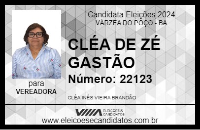 Candidato CLÉA DE ZÉ GASTÃO 2024 - VÁRZEA DO POÇO - Eleições