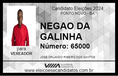 Candidato NEGAO DA GALINHA 2024 - PONTO NOVO - Eleições