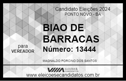 Candidato BIAO DE BARRACAS 2024 - PONTO NOVO - Eleições