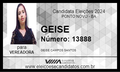 Candidato GEISE 2024 - PONTO NOVO - Eleições