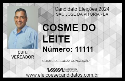 Candidato COSME DO LEITE 2024 - SÃO JOSÉ DA VITÓRIA - Eleições