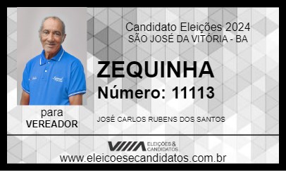 Candidato ZEQUINHA 2024 - SÃO JOSÉ DA VITÓRIA - Eleições