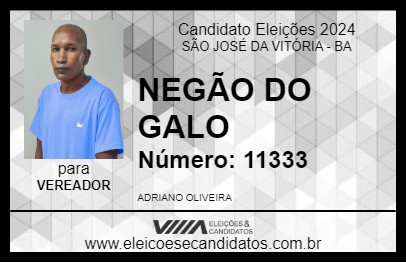 Candidato NEGÃO DO GALO 2024 - SÃO JOSÉ DA VITÓRIA - Eleições