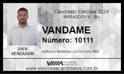 Candidato VANDAME 2024 - MARAGOGIPE - Eleições