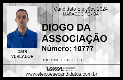 Candidato DIOGO DA ASSOCIAÇÃO 2024 - MARAGOGIPE - Eleições