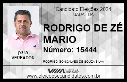 Candidato RODRIGO DE ZÉ MARIO 2024 - UAUÁ - Eleições