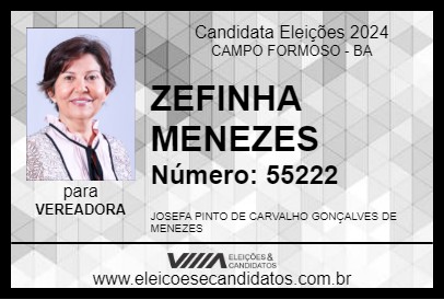 Candidato ZEFINHA MENEZES 2024 - CAMPO FORMOSO - Eleições