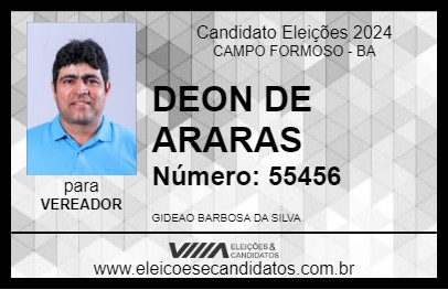 Candidato DEON DE ARARAS 2024 - CAMPO FORMOSO - Eleições