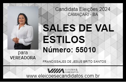 Candidato SALES DE VAL ESTILOS 2024 - CAMAÇARI - Eleições