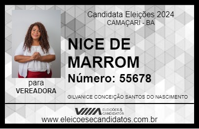 Candidato NICE DE MARROM 2024 - CAMAÇARI - Eleições