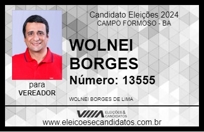 Candidato WOLNEI BORGES 2024 - CAMPO FORMOSO - Eleições