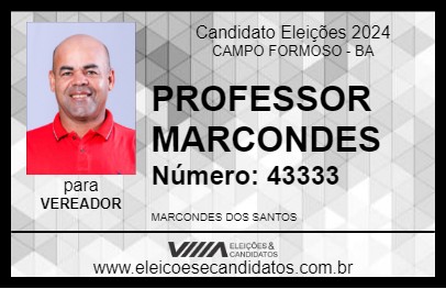 Candidato PROFESSOR MARCONDES 2024 - CAMPO FORMOSO - Eleições