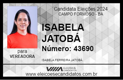 Candidato ISABELA JATOBÁ 2024 - CAMPO FORMOSO - Eleições