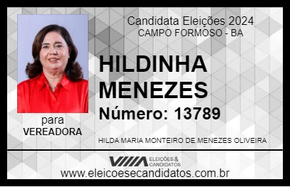 Candidato HILDINHA MENEZES 2024 - CAMPO FORMOSO - Eleições