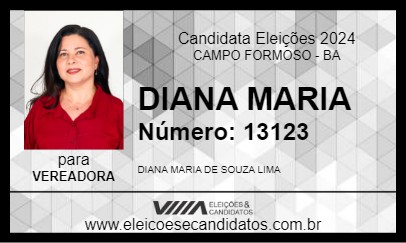 Candidato DIANA MARIA 2024 - CAMPO FORMOSO - Eleições