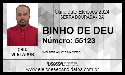 Candidato BINHO DE DEU 2024 - SERRA DOURADA - Eleições