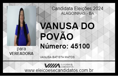 Candidato VANUSA DO POVÃO 2024 - ALAGOINHAS - Eleições