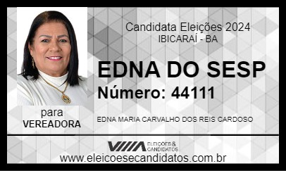 Candidato EDNA CARDOSO 2024 - IBICARAÍ - Eleições