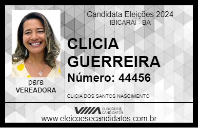 Candidato CLICIA GUERREIRA 2024 - IBICARAÍ - Eleições