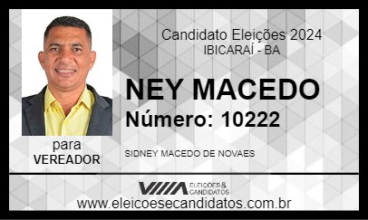 Candidato NEY MACEDO 2024 - IBICARAÍ - Eleições