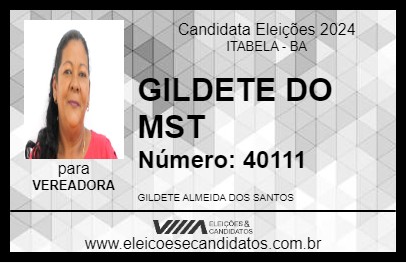 Candidato GILDETE  DO MST 2024 - ITABELA - Eleições