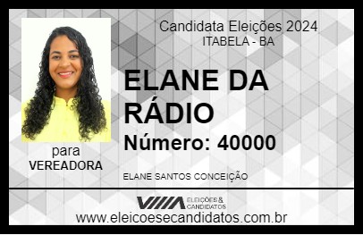 Candidato ELANE DA RÁDIO 2024 - ITABELA - Eleições