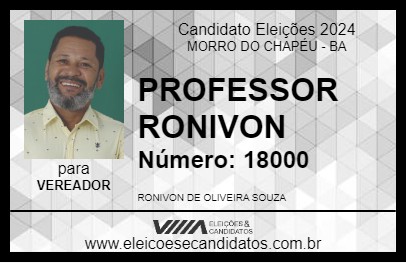 Candidato PROFESSOR RONIVON 2024 - MORRO DO CHAPÉU - Eleições