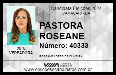 Candidato PASTORA ROSEANE 2024 - CAMAÇARI - Eleições