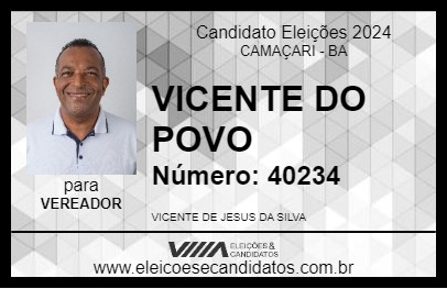 Candidato VICENTE DO POVO 2024 - CAMAÇARI - Eleições